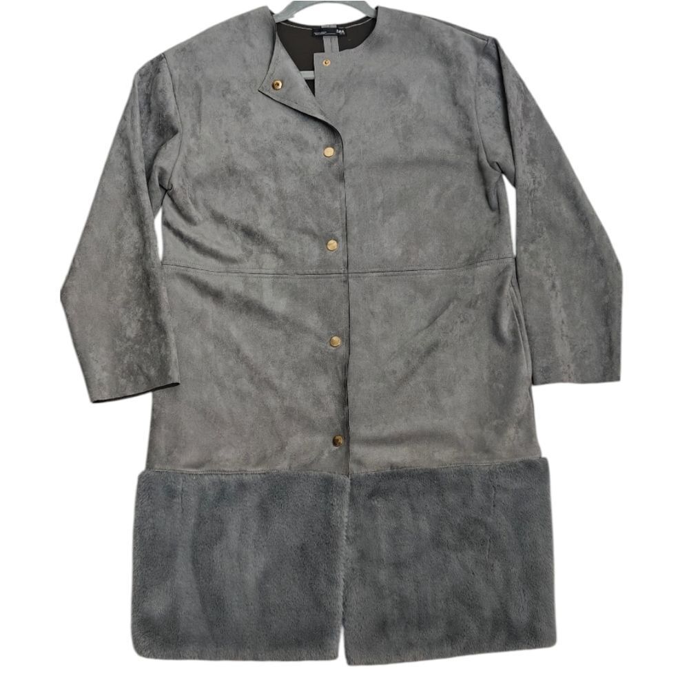 Zara Gray Trench Coat with Gold Buttons